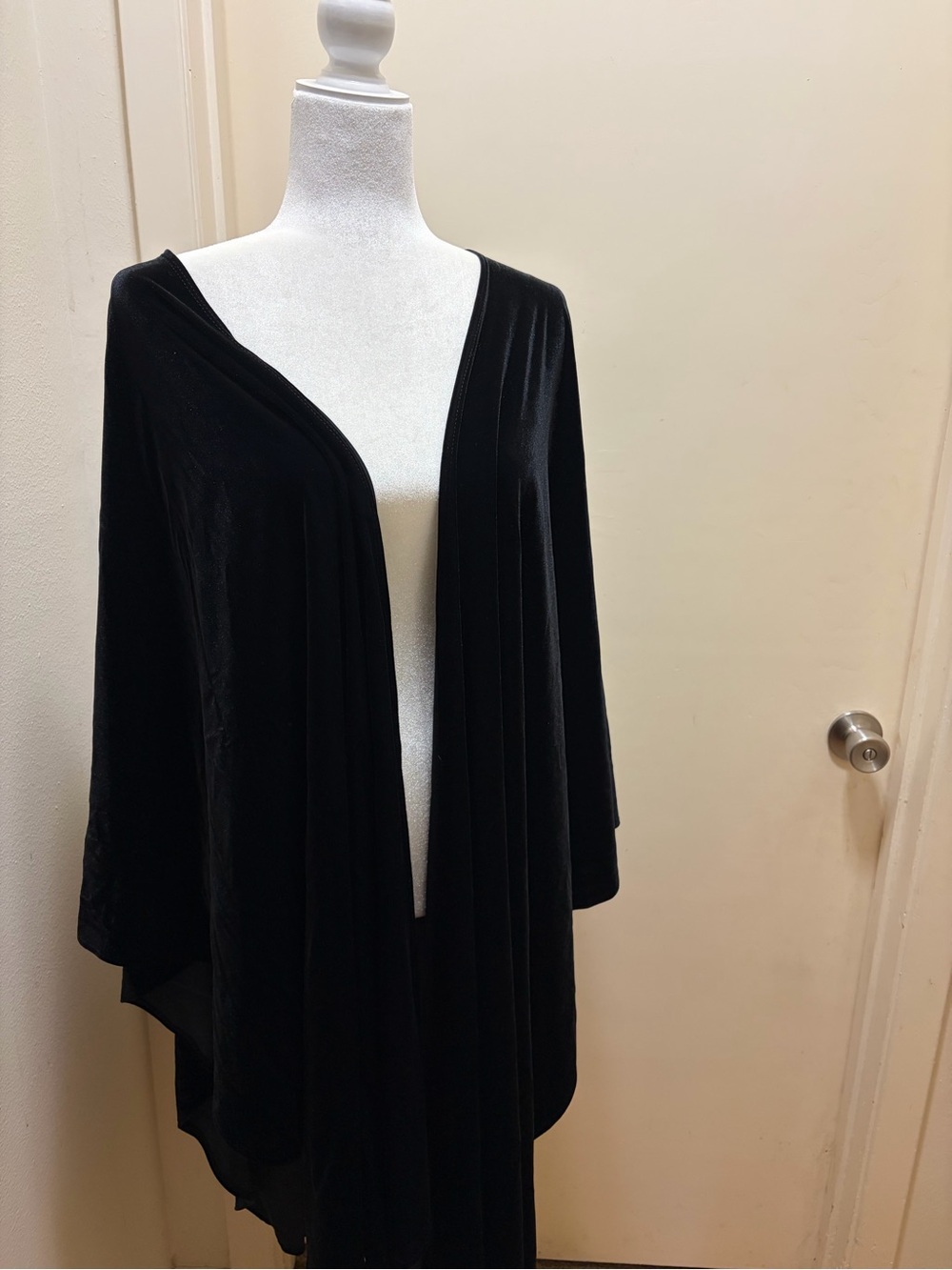 Maggie Barnes Black Open-Front Draped Cardigan